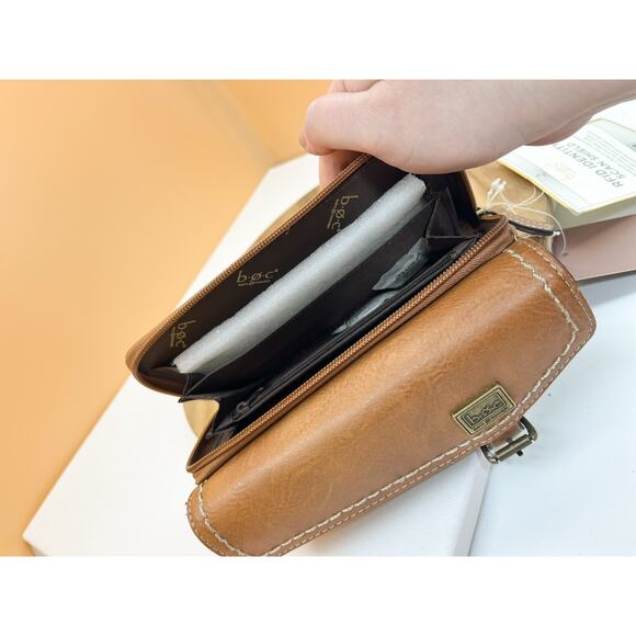 b.o.c Born Concept Clutch Wallet dark tan Faux Leather Snap NWT - Picture 12 of 16